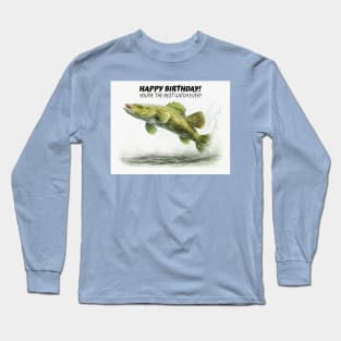 Happy Birthday Cod Fish Watercolor Long Sleeve T-Shirt